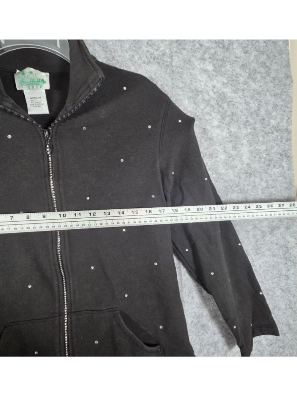 Quacker Factory Rhinestone Zip Up Jacket Black Size M - Picture 4 of 9